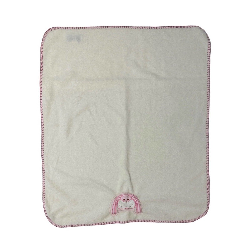 Blankets and Beyond Pink White Puppy Dog Face Thread Baby Kids Blanket Lovey